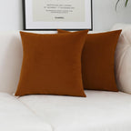 Jeneoo Set Of 2 Decorative Rust Throw Pillow Covers Soft Velvet Comfy Solid Couch Cushion Cover Decor (Dark Orange,18 X 18 Inche