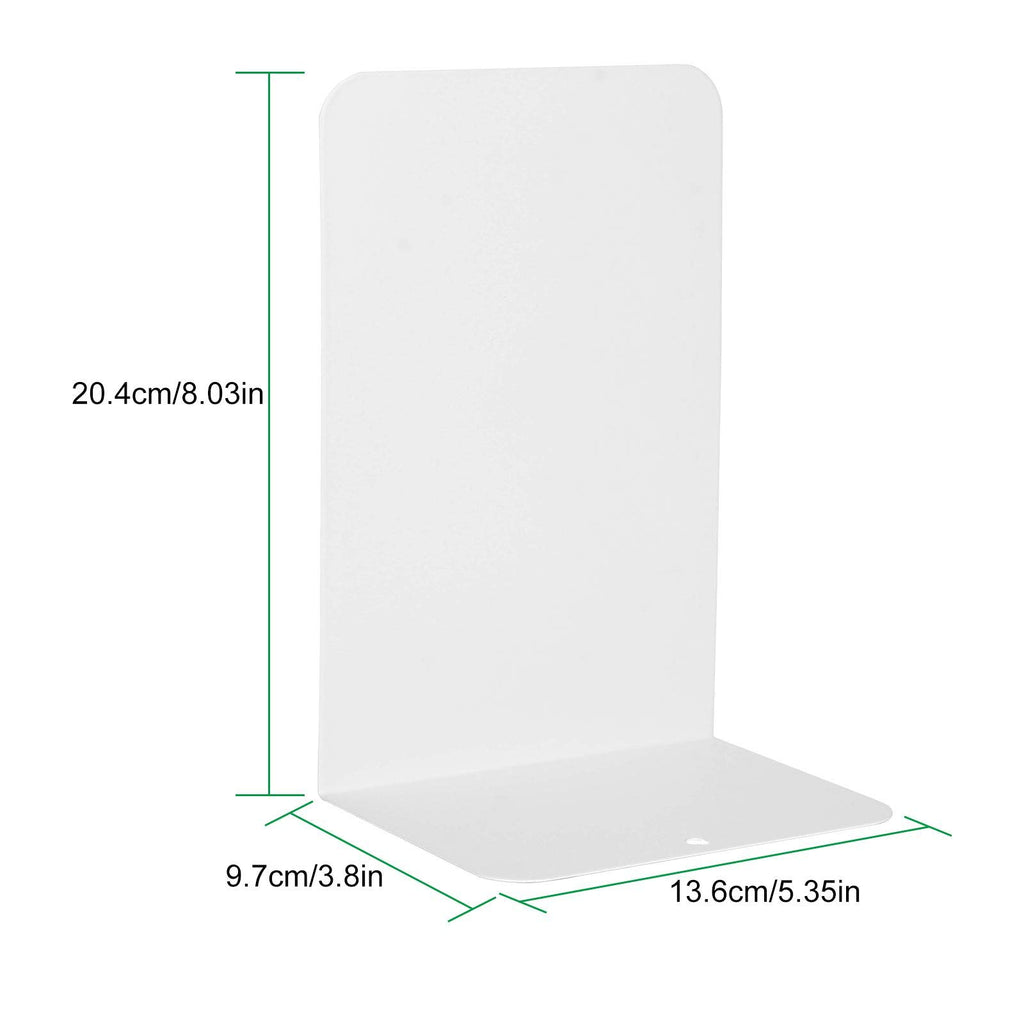 6 Pcs White Metal Bookends, Bookends For Shelves, Heavy Duty Book Ends To Hold Books, Book Stopper For Shelves, Heavy Books, Dec