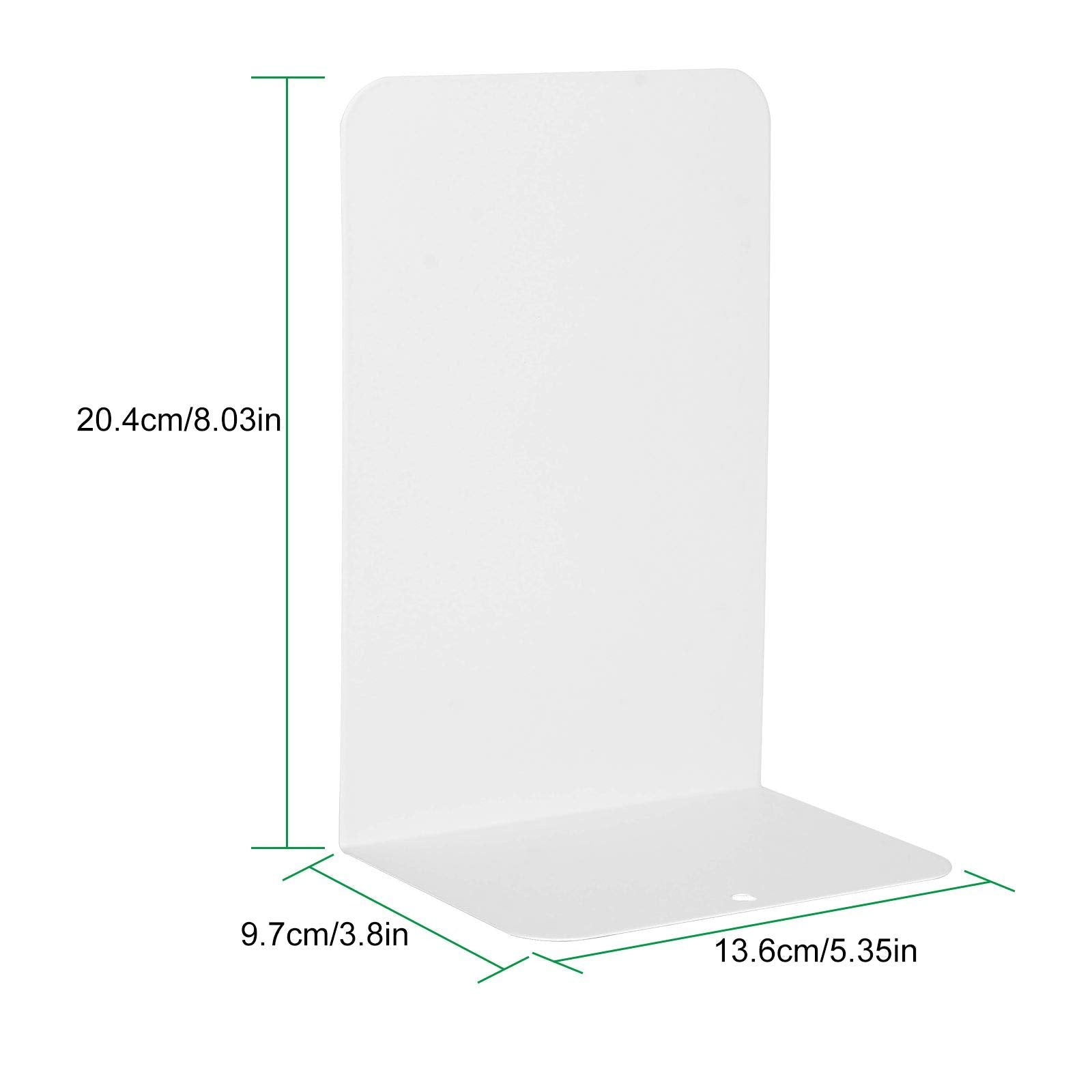 6 Pcs White Metal Bookends, Bookends For Shelves, Heavy Duty Book Ends To Hold Books, Book Stopper For Shelves, Heavy Books, Dec