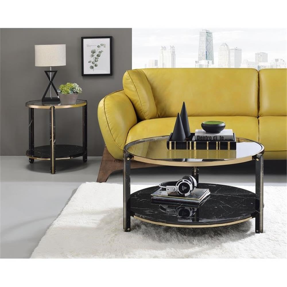 Acme Thistle Round Glass Top End Table - Thumbnail 4