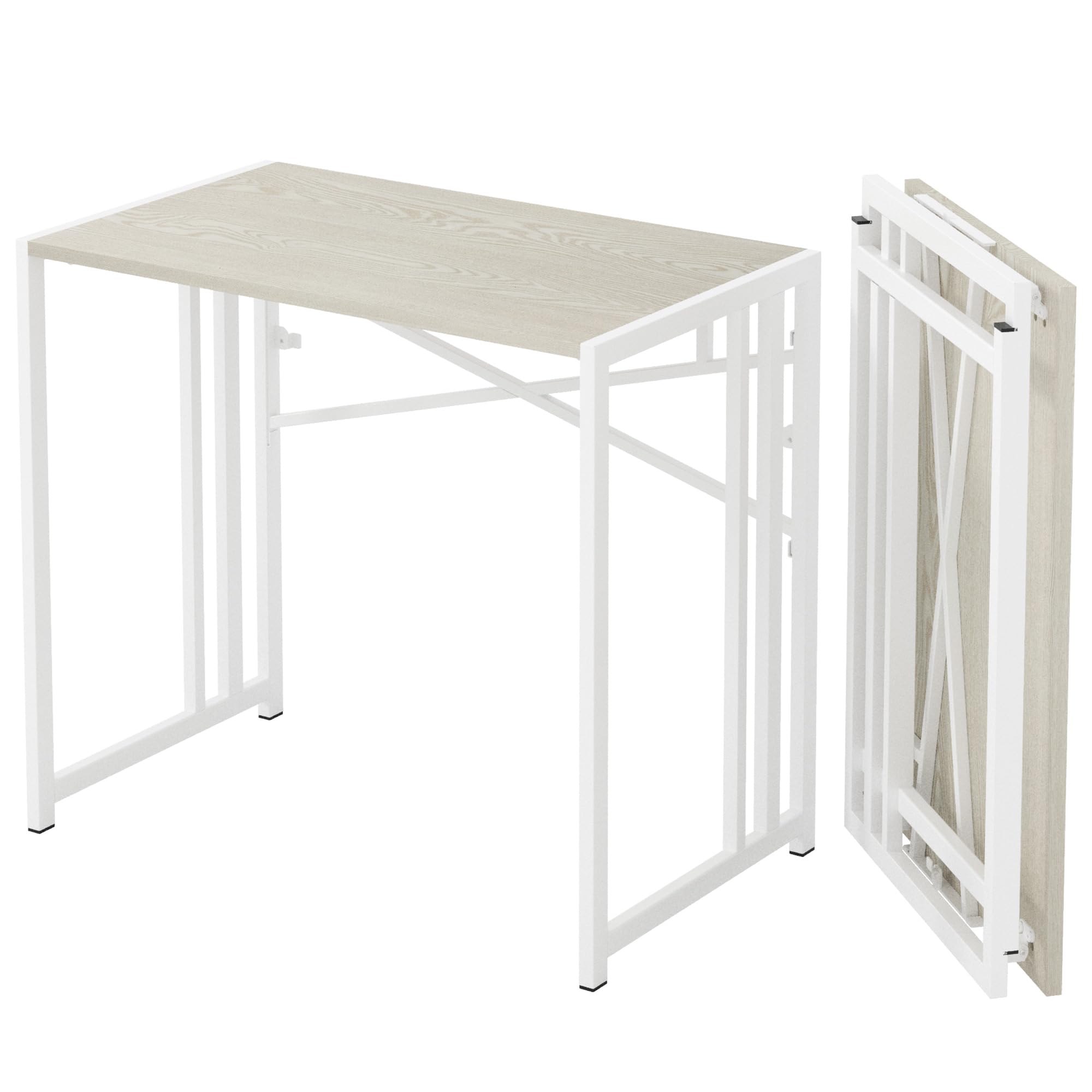 Lutown-Teen 35 inch Small Folding Desk, Writing Gaming Computer Camping Desk for Small Spaces, No Assembly Required Home Office 