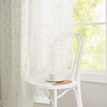 Ivory Lace Curtains 96 Inches Long- Antique Country Lace Sheer Curtains Boho Style Paisley Floral Window Panel For Old Home Set