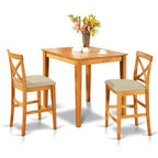 East West Furniture Sudbury PUBS3-OAK-C 3 Piece Kitchen Counter Set for Small Spaces Contains a Square Table and 2 Linen Fabric Dining Room Chairs, 36x36 Inch, Oak, 42x42 Inch, Buttermilk & Cherry