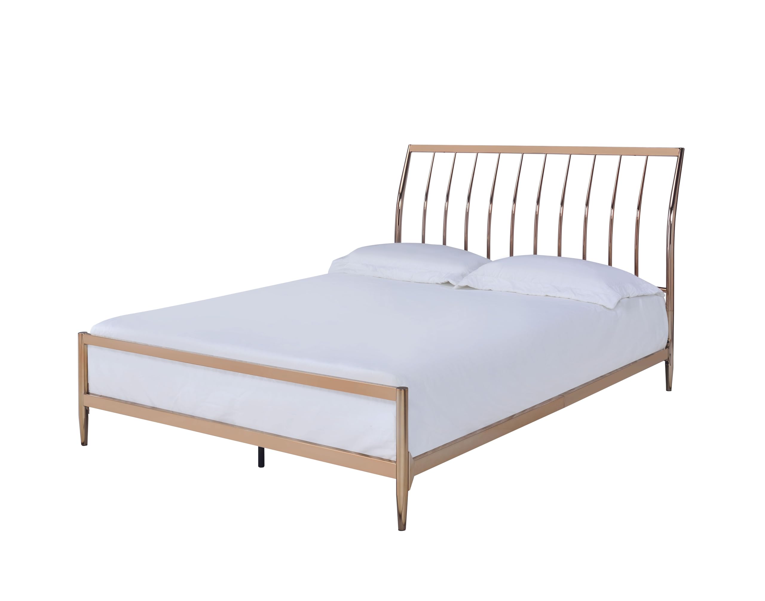 Acme Marianne Queen Metal Frame Sleigh Bed in Copper and Rose Gold