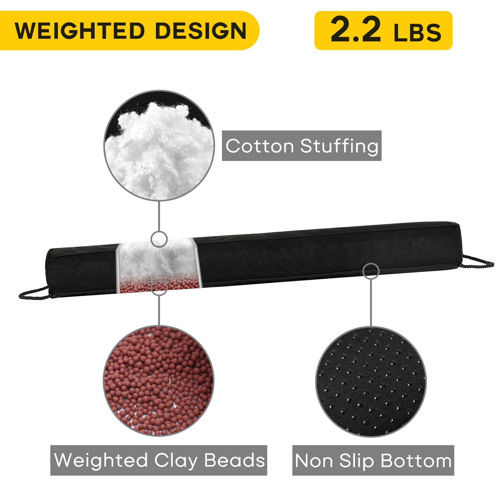 Comfyanno Under Door Draft Stopper For Bottom Of Door, Weighted Door Gap Draft Blocker, 38 Inch Door Noise Soundproof Guard, Col