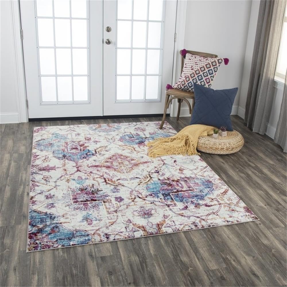 Rizzy Home Alora Decor Morocco 5' X 7' Vine/Diamond Cream/Blue/Rust/Gold Area Rug