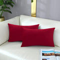 Mixeoo Comfy Christmas Red Throw Pillow Covers Decorative Rectangle Solid Thick Velvet Super Soft Cushion Cases Home Decor For S