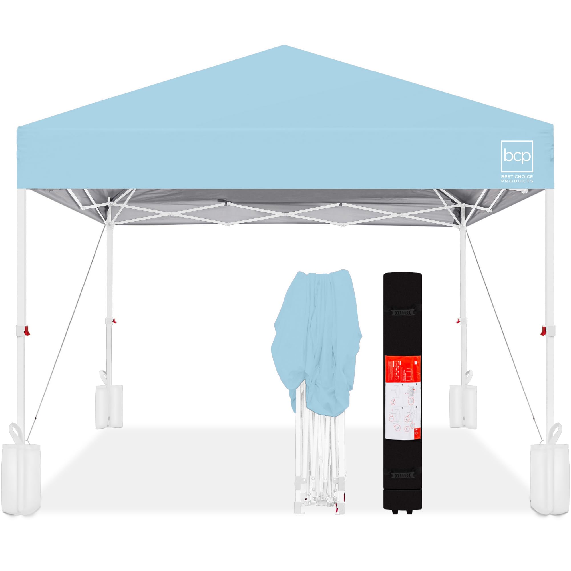 Best Choice Products 12x12ft Pop Up Canopy Tent, Outdoor Shade, 1 Person 1 Minute Set Up, Carry Case, 4 Weight Bags - French Blu