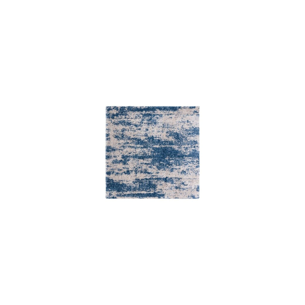 Safavieh Berber Shag Collection 6'7'' Square Beige/Blue BER219B Modern Abstract Non-Shedding Living Room Dining Bedroom 1.2-inch