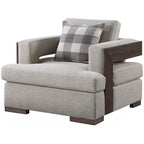 Acme Niamey Chair with 1 Pillow in Fabric & Cherry