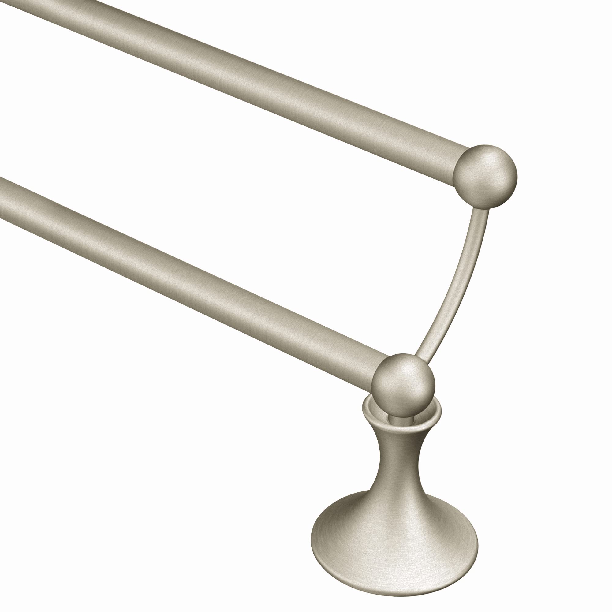 Moen Lounge Collection Brushed Nickel 24-Inch Double Towel Bar, Wall Mounted Towel Rack for Bathroom with Two Rods, DN7722BN