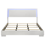 Coaster Home Furnishings Felicity Contemporary Leatherette Upholstered Eastern King Size LED Panel Bed Frame 49-inch Headboard White High Gloss 203500KE