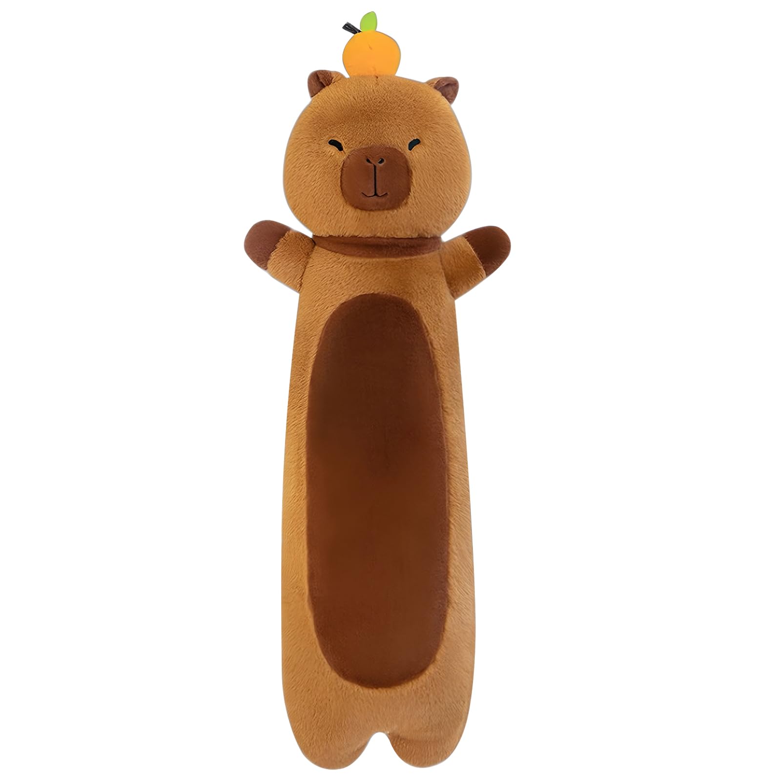 Nxnynz Long Capybara Plush Pillow With Orange, 36' Long Capybara Plush Stuffed Animal, Cute Soft Plush Capybara Plushie Stuffed