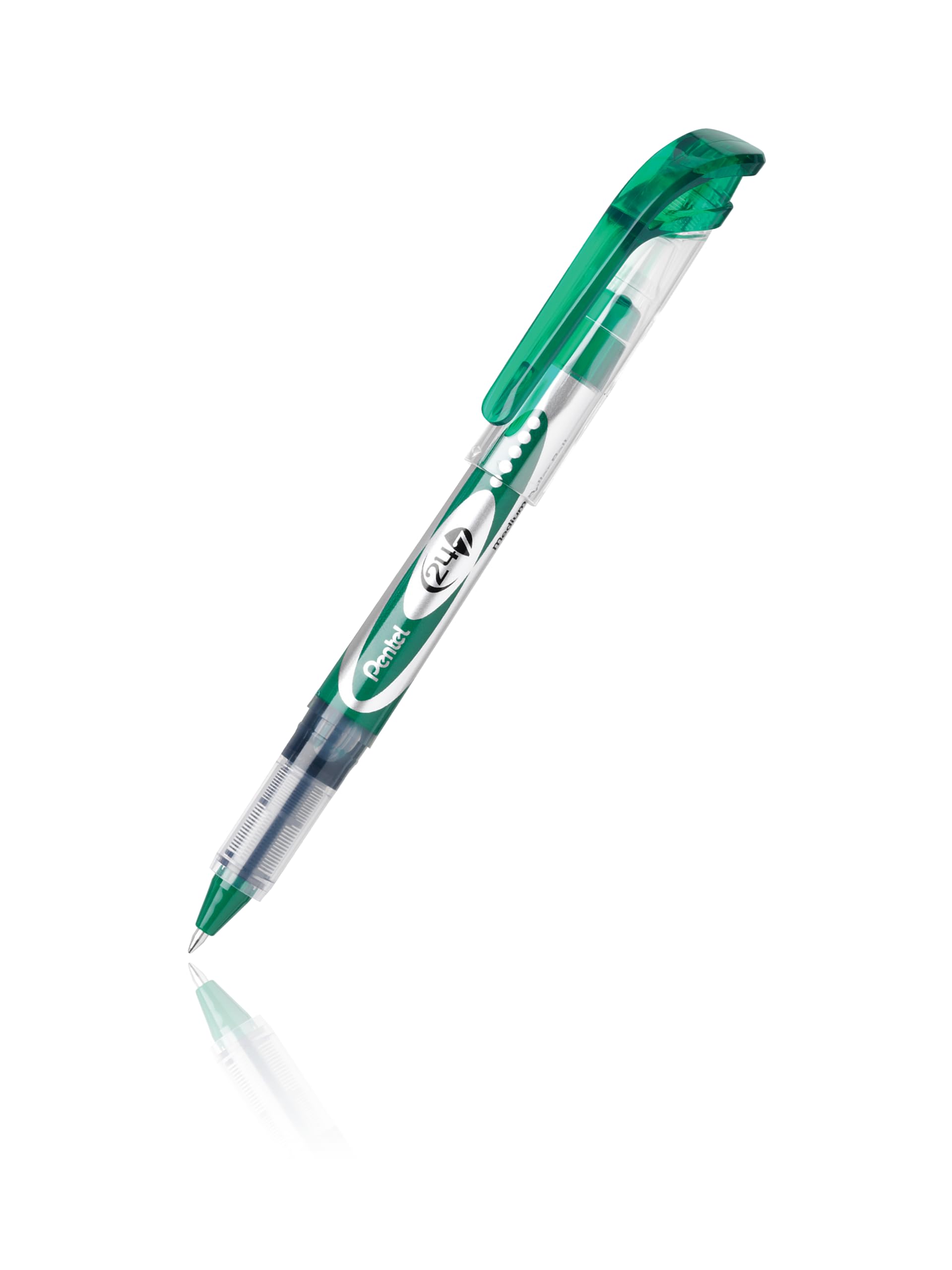 Pentel 7Mm Metal Tip Non Refillable Rollerball Pen, Green Ink/Barrel (Bld97-D)