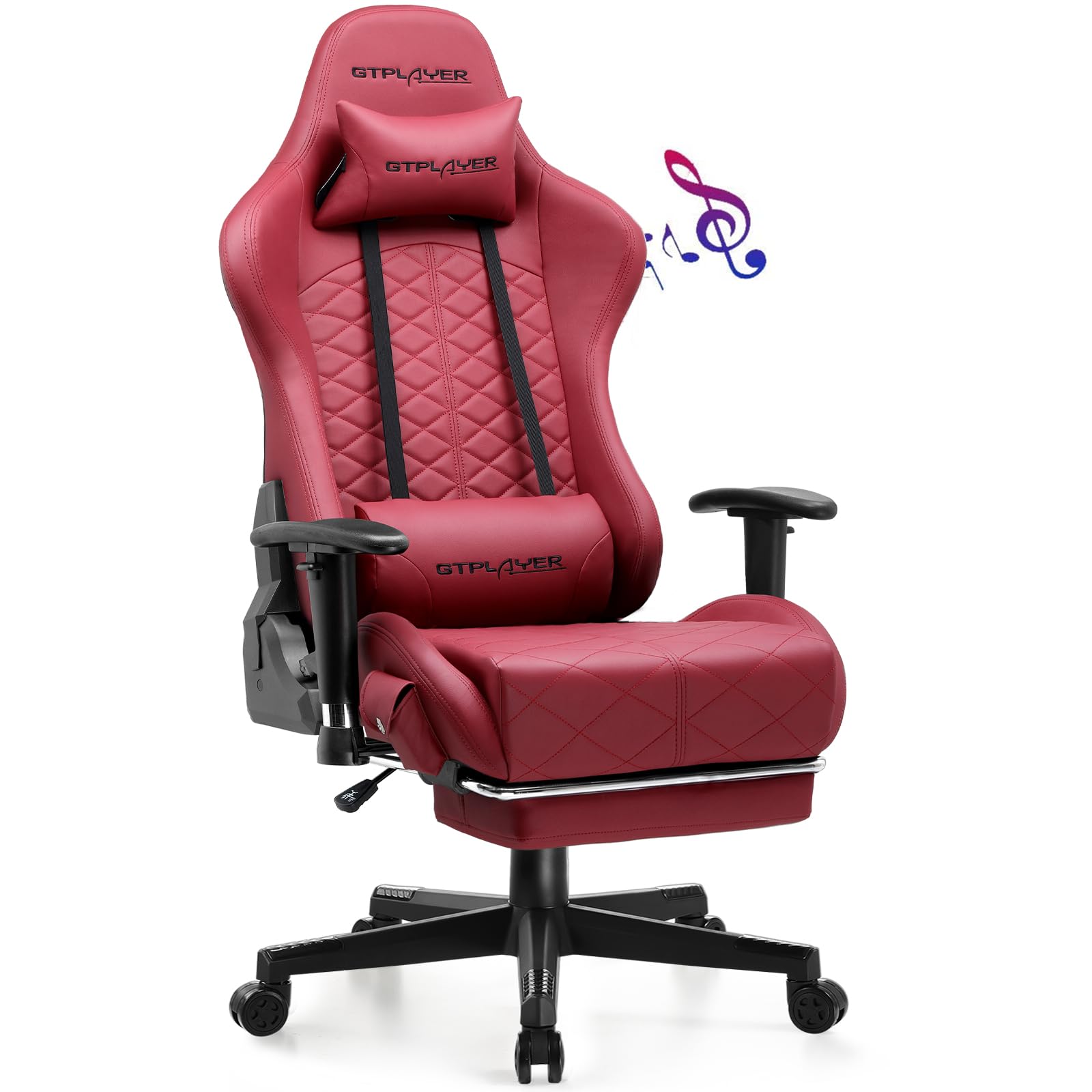 GTPLAYER Gaming Chair, Computer Chair with Bluetooth Speakers, High Back Ergonomic Office Chair Desk Chair with Lumbar Support, 