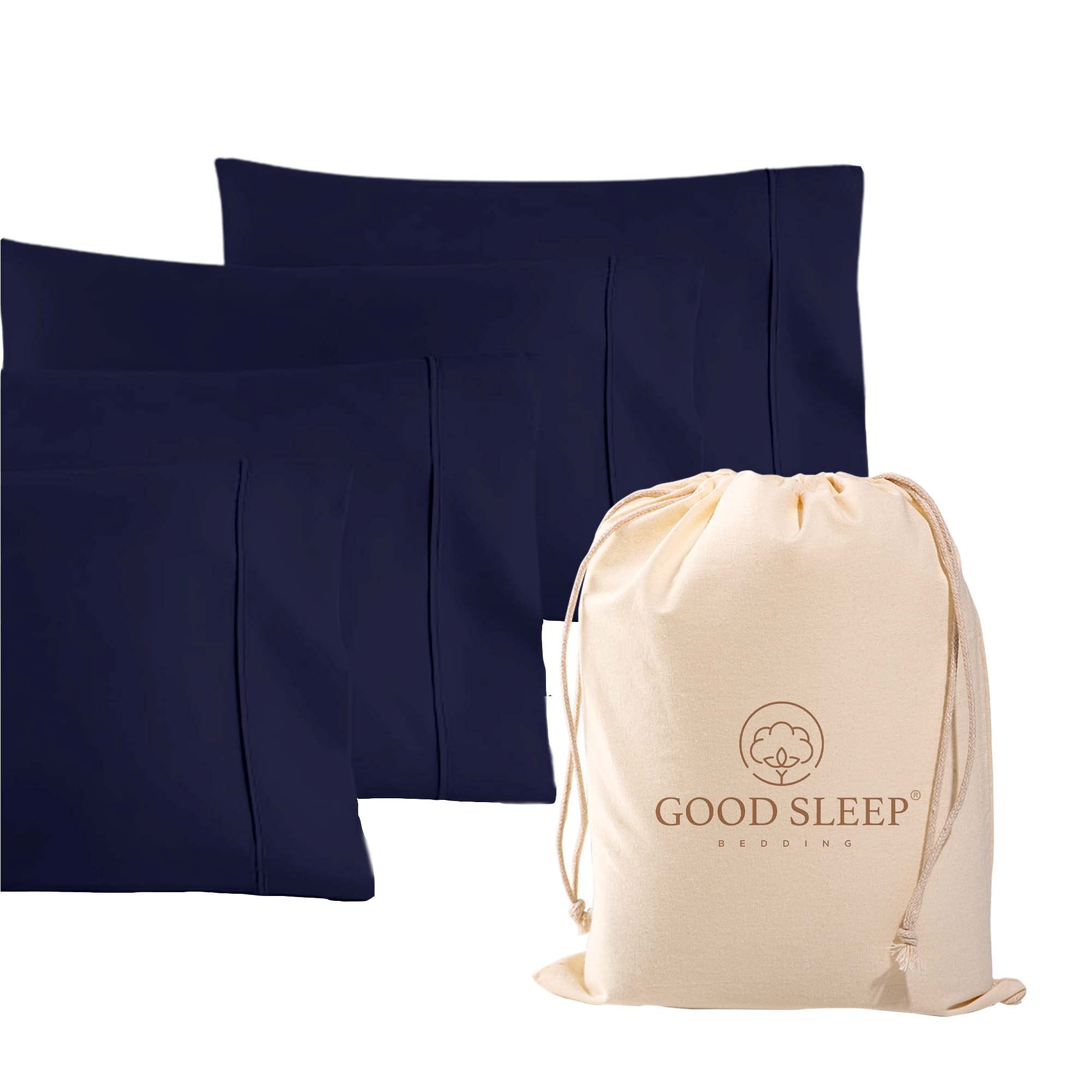 1000 Tc Navy Blue King Pillowcases Set Of 4 100% Egyptian Cotton Pillow Cases With Long Staple Cotton & Sateen Weave, Silky Soft