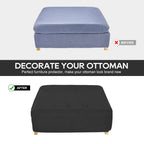 Necolorlife Square Ottoman Cover Velvet Storage Ottoman Slipcover Thick Stretchable Footrest Stool Covers With Elastic Band For