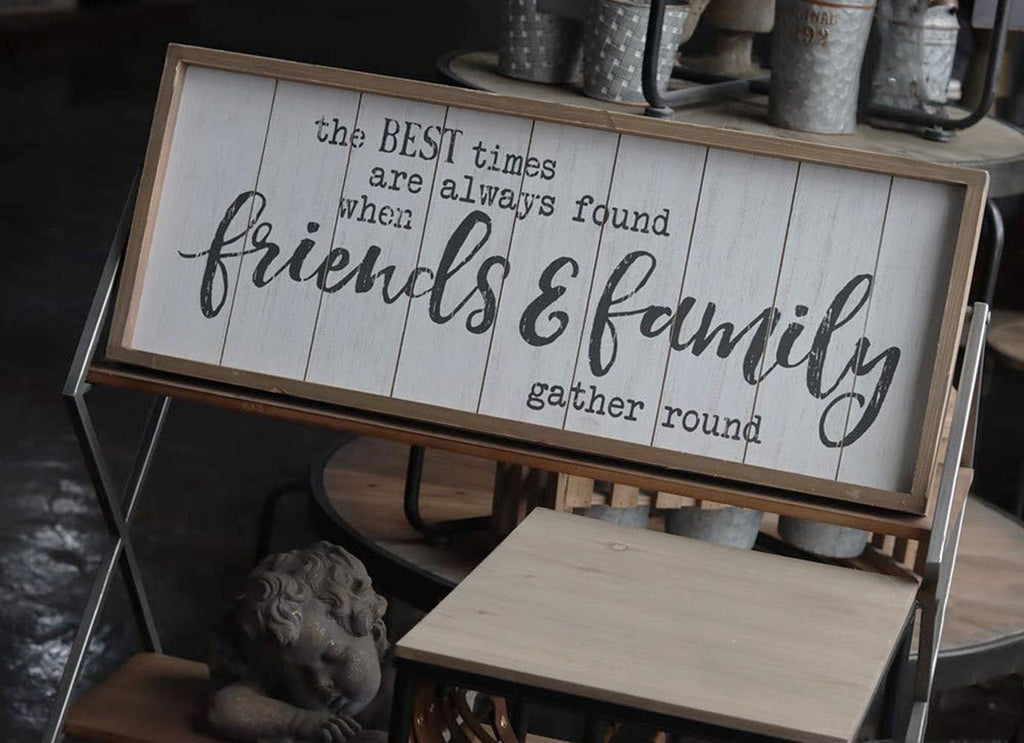 Parisloft The Best Times Are Always Found When Friends&Family Gather Round Rustic Wood Signs,Vantage Wooden Farmhouse Plaque, La