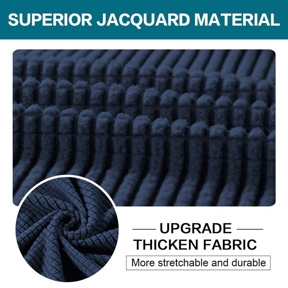 3 Piece Sofa Covers For 2 Cushion Couch Sofa Slipcover Soft Couch Cover For Dogs-Washable Sofa Furniture Covers With 2 Individual Cushion Covers, Feature Thick Jacquard Fabric (Loveseat, Navy)