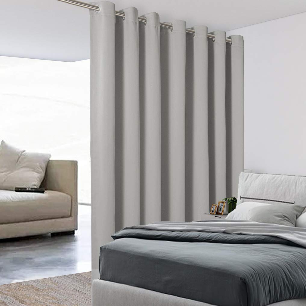 BONZER Room Divider Curtain Total Privacy Wall Extra Wide Grommet Room Darkening Curtains for Patio Sliding Glass Door, 96L x 12