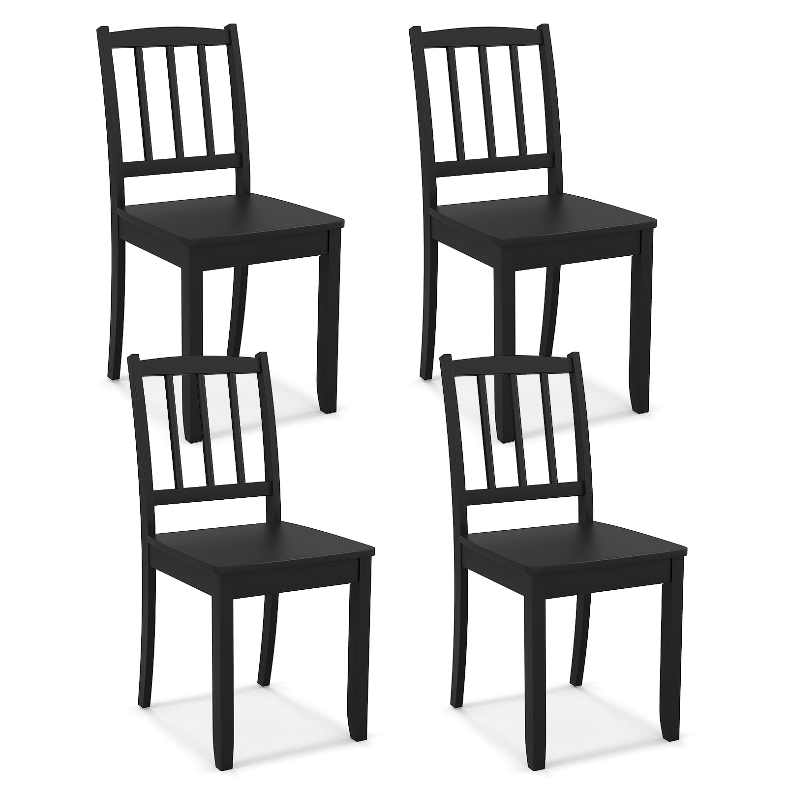 Giantex Farmhouse Dining Chairs Set Of 4, Modern Kitchen Chairs W/Rubber Wood Legs & Curved Backrest, Ladder Back Diner Chairs,