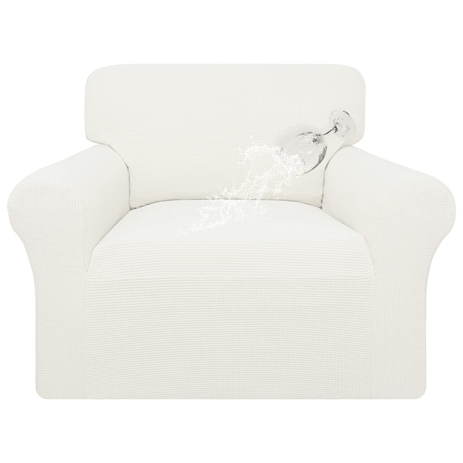 Easy-Going 100% Waterproof Chair Couch Cover, Dual Waterproof Sofa Cover, Stretch Jacquard Sofa Slipcover, Leakproof Furniture Protector For Kids, Pets, Dog And Cat (Chair, Cream)