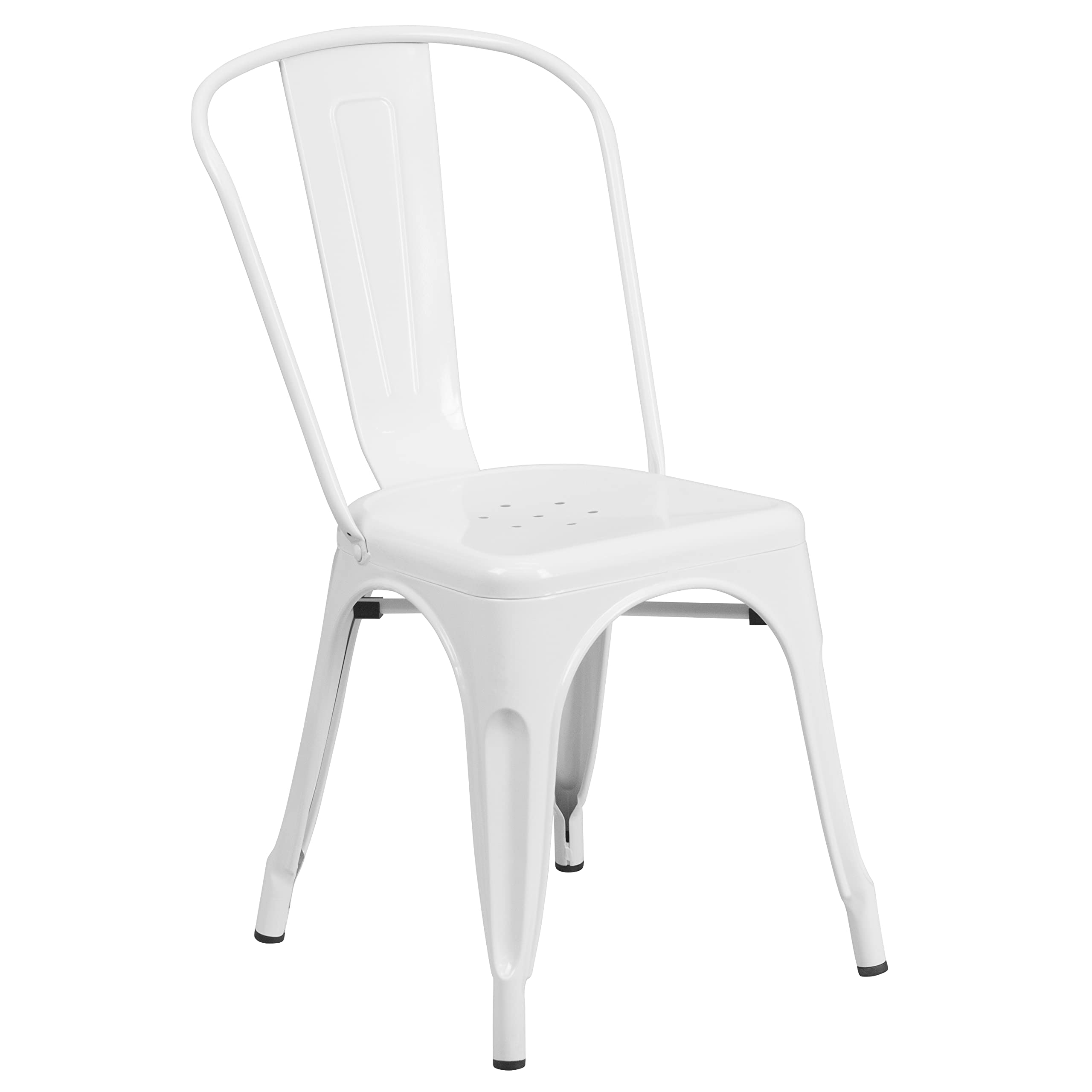 Flash Furniture Commercial Grade 31.5" x 63" Rectangular White Metal Indoor-Outdoor Table Set with 4 Stack Chairs