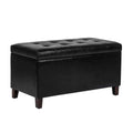Asense Storage Ottoman Bench, Faux Leather Upholstered End Of Bed Bench With Safety Hinge Wooden Legs, For Entryway Bedroom (Black, 33.3')