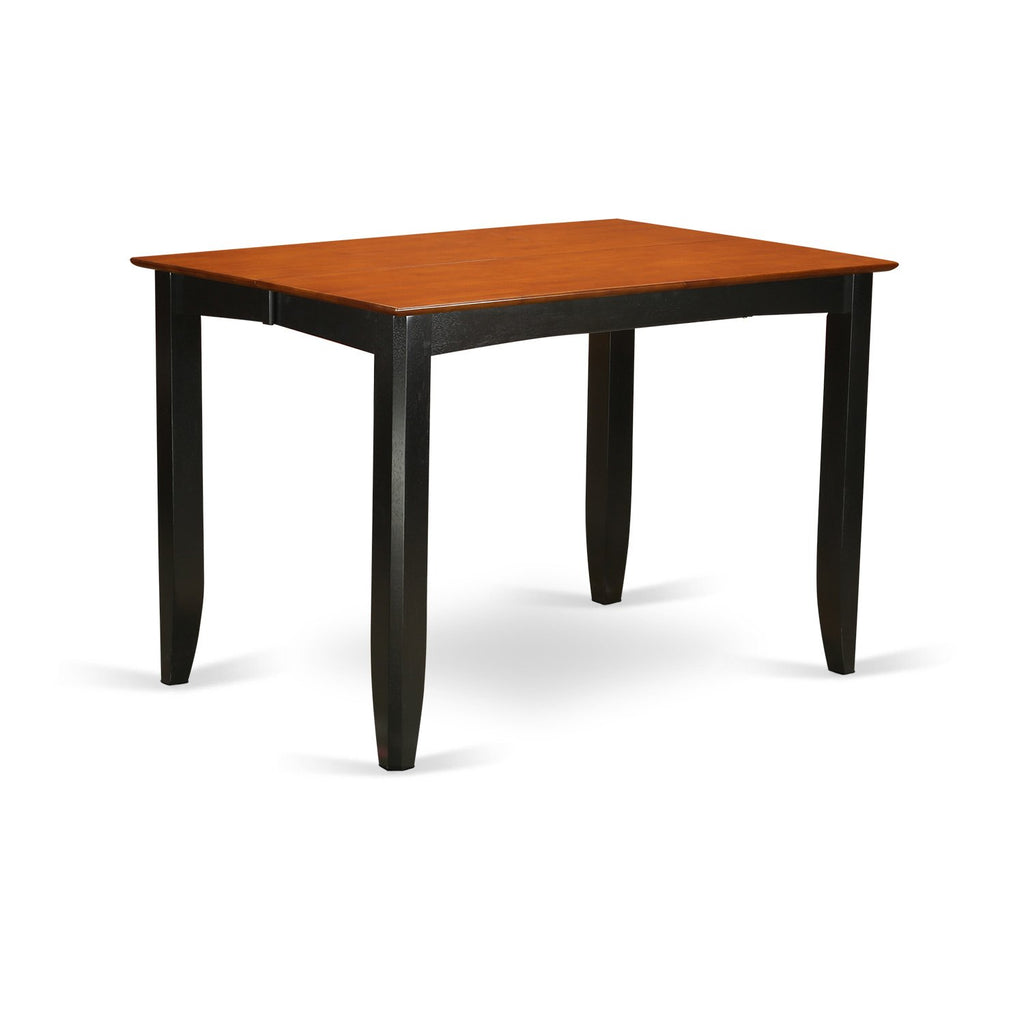 East West Furniture FAKE9H-BLK-W 9 Piece Counter Height Dining Table Set Includes a Square Kitchen Table with Pedestal and 8 Dining Room Chairs, 54x54 Inch, Black & Cherry