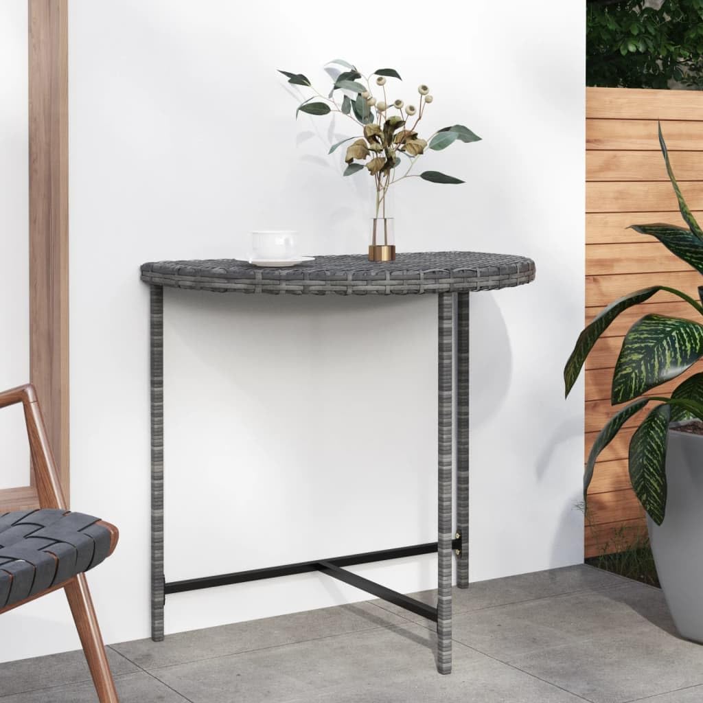 vidaXL Garden Table for Patio, Poly Rattan Material in Gray, Outdoor Furniture with Powder Coated Steel Frame, Assembly Required, Dimensions 31.5"x19.7"x29.5"