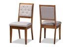 Baxton Studio Gideon Modern and Contemporary Grey Fabric Upholstered and Walnut Brown Finished Wood 2-Piece Dining Chair Set