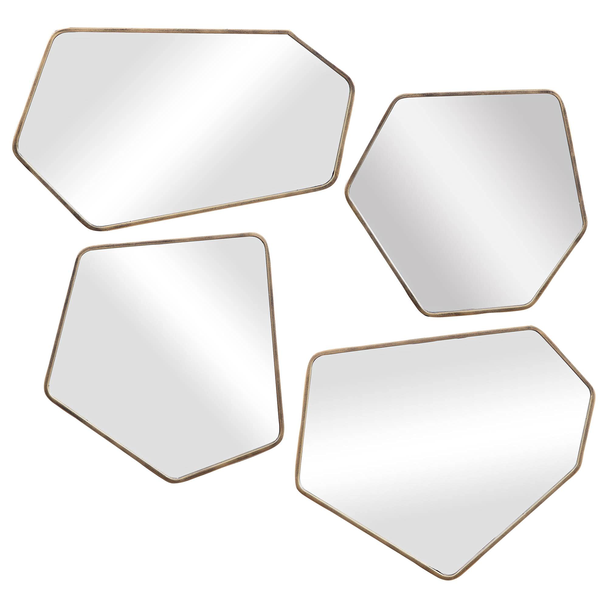 Uttermost Linneah Aged Gold Metal Wall Mirrors Set of 4