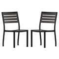 Outdoor Stackable Side Chair with Gray Wash Faux Teak Poly Slats, Set of 2
