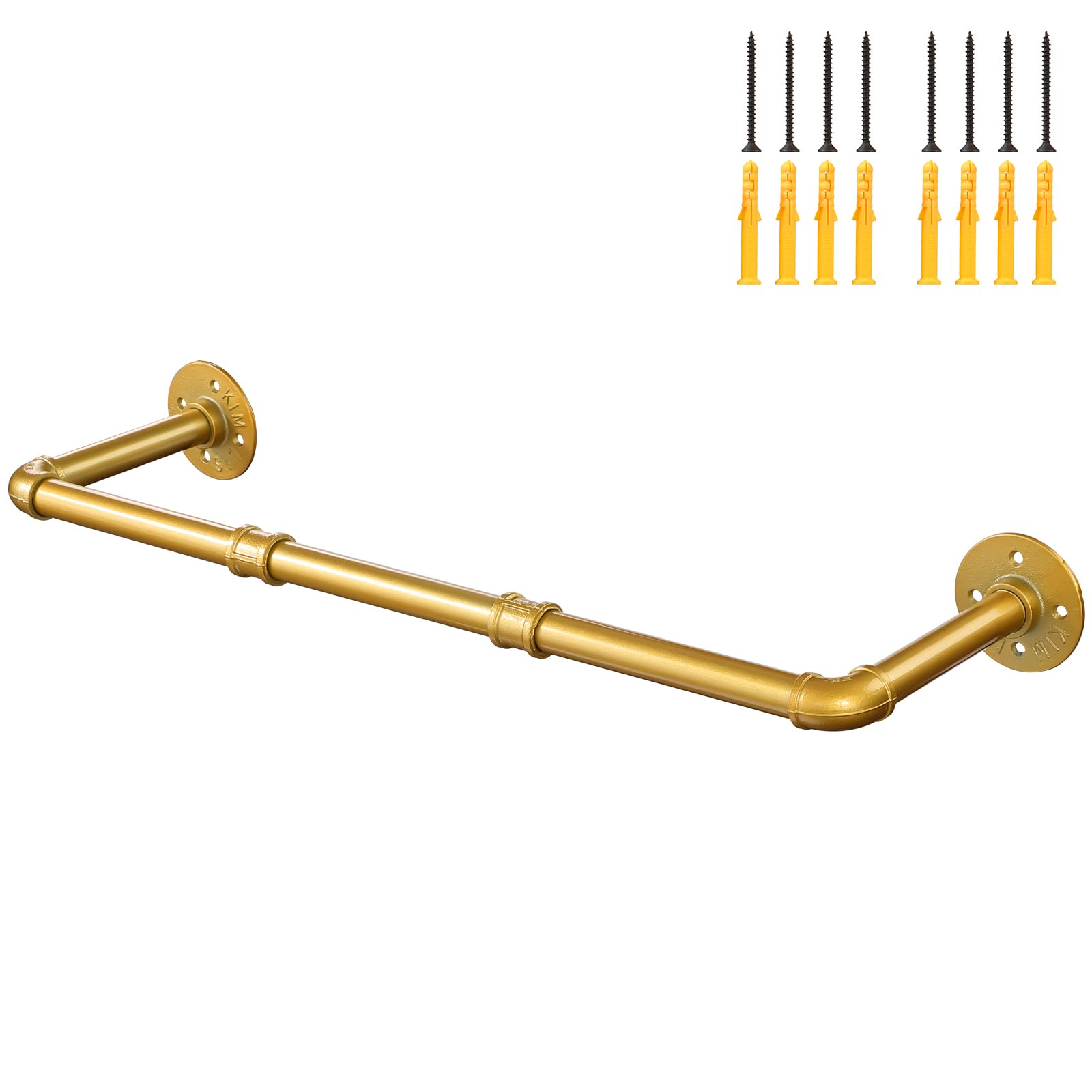 Industrial Gold Pipe Clothing Rack, Wall Ceiling Mounted Clothes Garment Rack 30, Iron Golden Pipe Clothes Hanging Bar, Heavy 