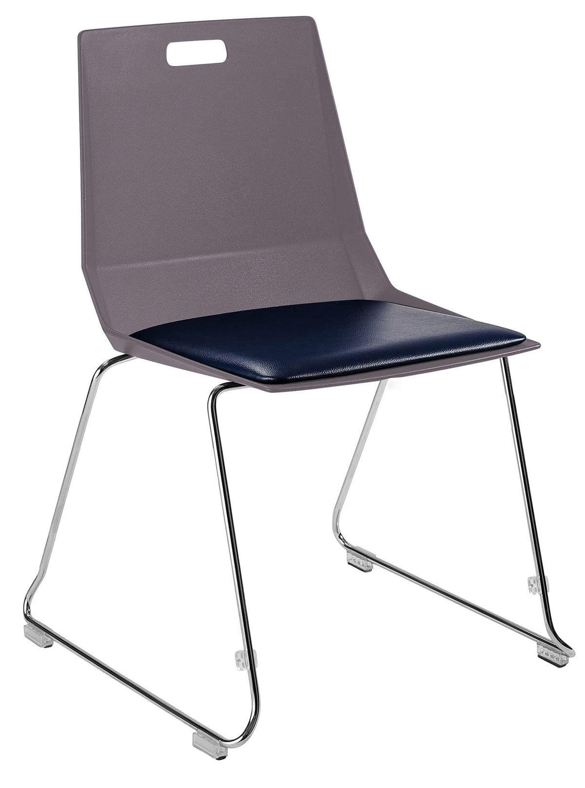 National Public Seating NPS LuvraFlex Stack Chair with Polypropylene Back/Padded Seat - Charcoal/Blue