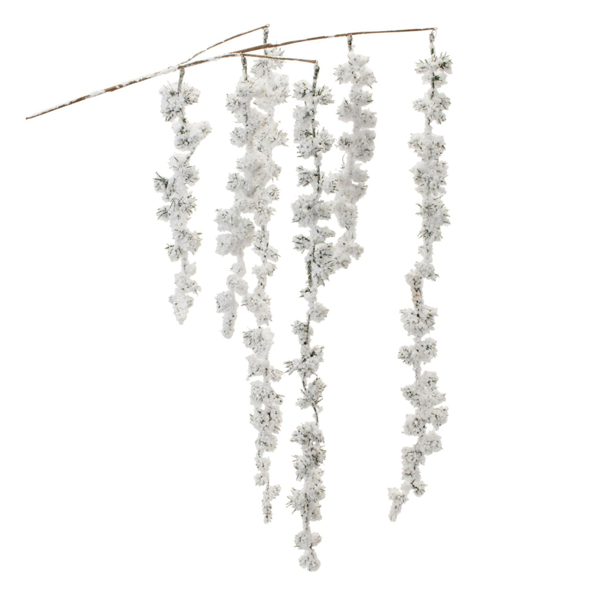 Melrose Snowy Pine Cluster Hanging Christmas Branch Spray - 25' - Set of 2