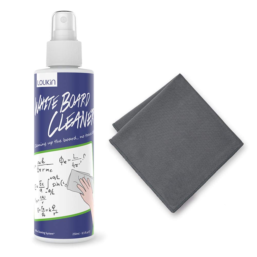 Loukin Non-Toxic Whiteboard Cleaner, 8.5Oz Dry Erase Board Cleaner, Low-Odor Whiteboard Cleaning Spray With Cloth, Removes Stubb