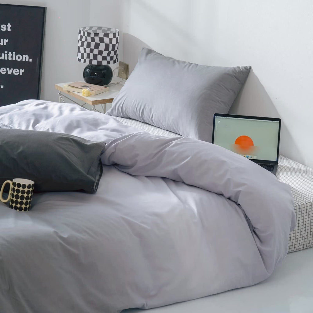 Karever Gradient Gray Comforter Set Ombre White Gray Bedding Set King Women Aesthetic Comforter 3 Pcs Gray Color Bed Comforter S