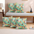 Stitchnest Hexa Geometrical Printed Canvas Cotton Cushion Covers, Set Of 5 (16 X 16 Inches)