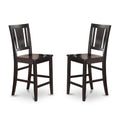 East West Furniture Bus-BLK-W Counter Height Barstools-Slat Back Solid Wood Seat Chairs, Set of 2, Black