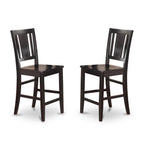East West Furniture Bus-BLK-W Counter Height Barstools-Slat Back Solid Wood Seat Chairs, Set of 2, Black