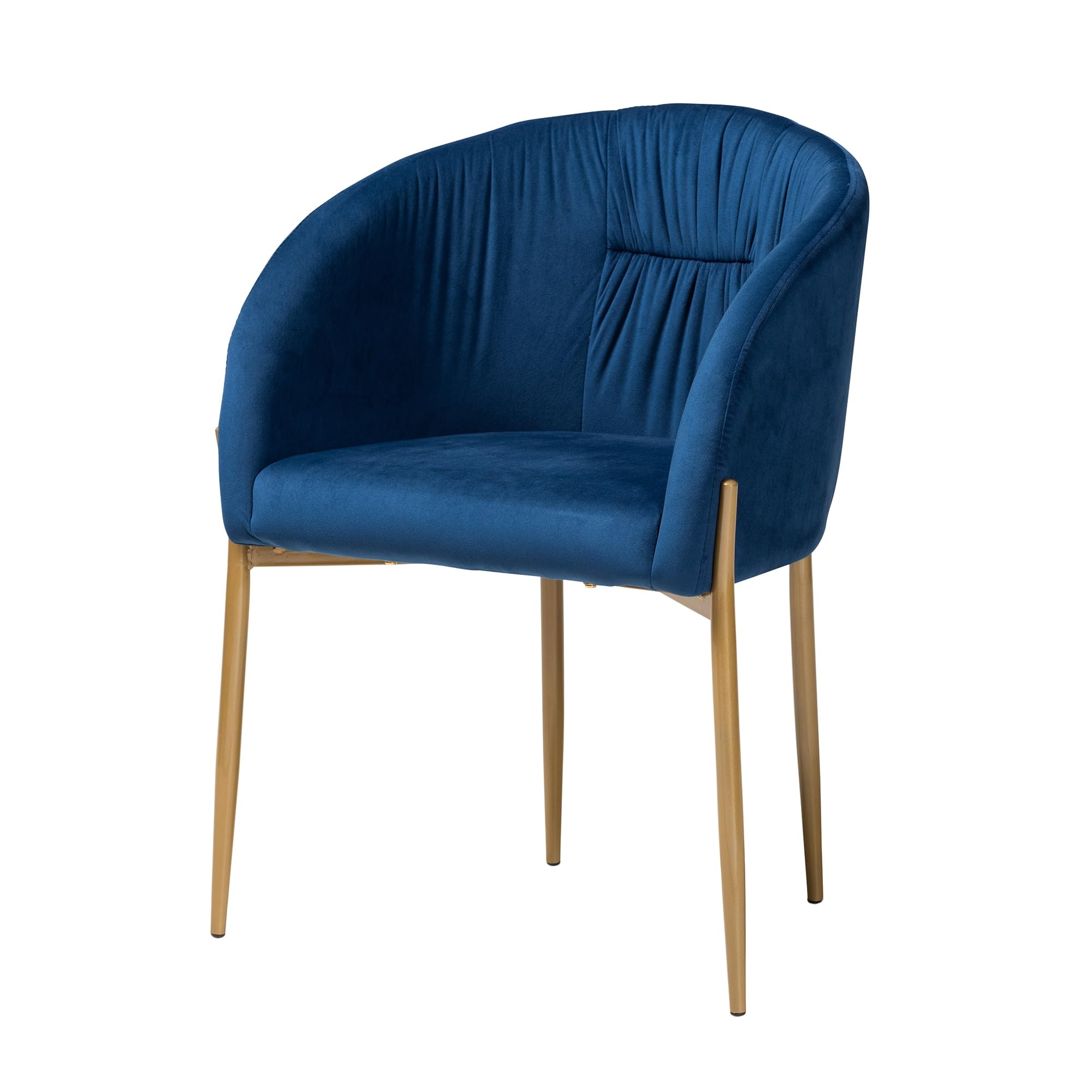 Baxton Studio Ballard Navy Blue Velvet and Gold Finished Metal Dining Chair