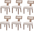 Rivova Mid Century Modern Dining Chairs Set Of 6 Linen Fabric Upholstered Kitchen Side Chairs With Nailhead Trim, Modern Kitchen