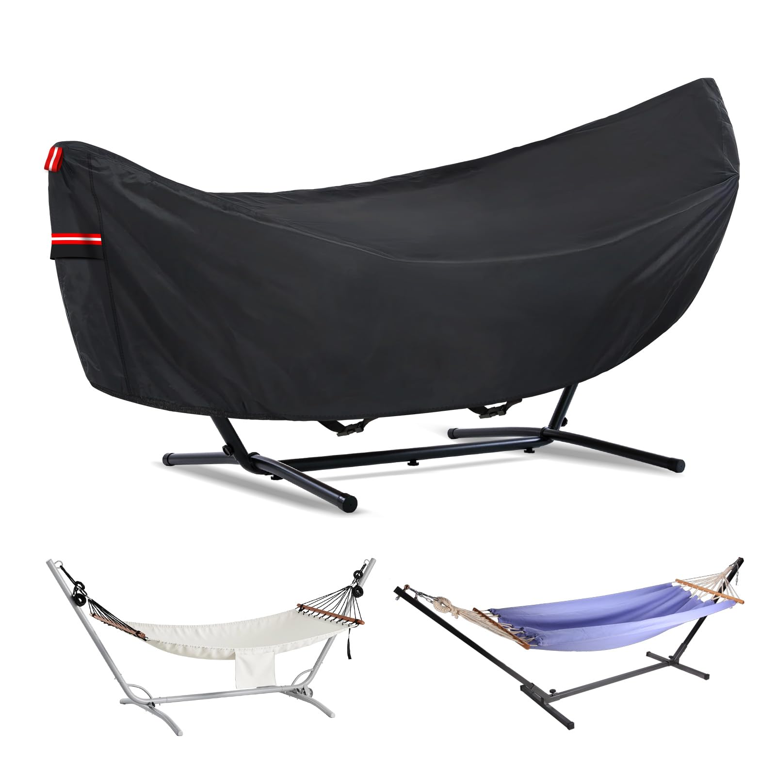 Waterproof 11-12 Ft Hammock Cover, 210T Sun Rain Uv Dust Snow Protection Outdoor Hammock Covers With Windproof Straps & Soft Cot