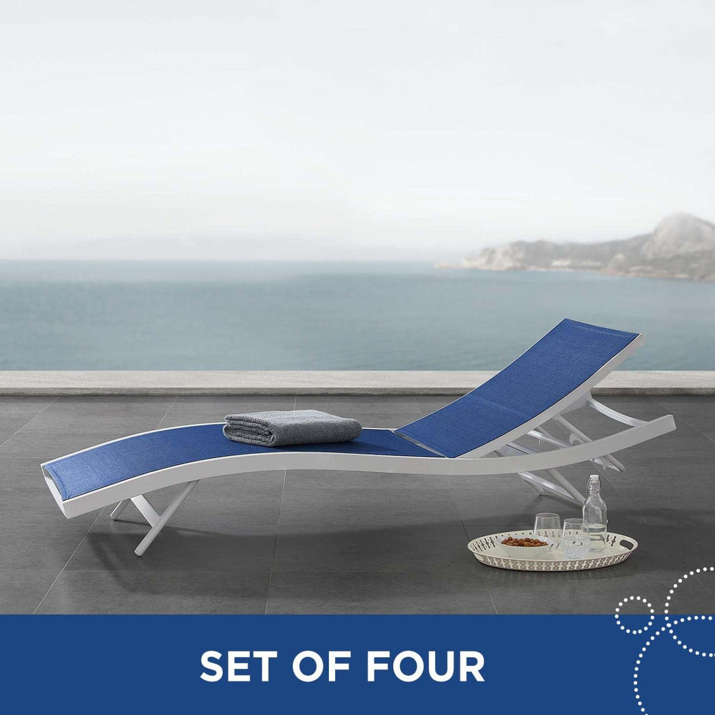 Modway Glimpse Outdoor Patio Mesh Chaise Lounge Set Of 4 In White Navy