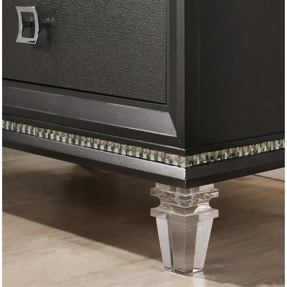 Best Quality Furniture Bellagio 3Pc Queen Bed + Dresser + Nightstand, Metallic Gray