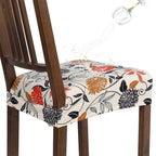 SearchI Water Repellent Dining Chair Seat Covers Set of 6, Washable Stretch Seat Covers for Dining Chairs, Rear-Covered Dining R
