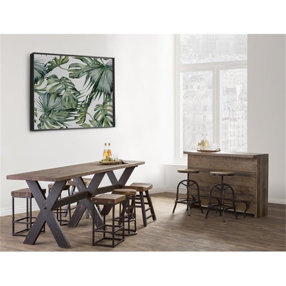 Kosas Home Reclaimed Pine & Iron Porter Counter Stool, Rustic Mahogany/Antiqued Bronze Iron