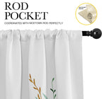 Emvency 2 Pack Valances Window Treatments, Green Eucalyptus Leaves Golden Leaf Blackout Drapes Adjustable Curtain Valances For W