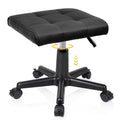 Real Leather Tall Foot Stool, Adjustable Leg Rest Ottoman Footrest with Wheels & Thick Padding, Ergonomic Footrest for Office & 